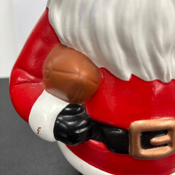 Santa Claus with Bag and Football Retro 1977 Hand Painted Ceramic VTG Christmas - Picture 6 of 10